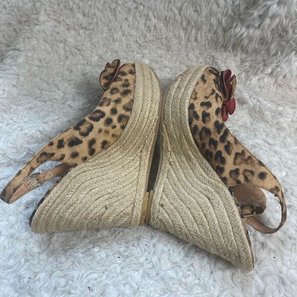 Steve Madden Fabric leopard print Espadrilles platform wedge sandals SZ10 - Picture 5 of 11